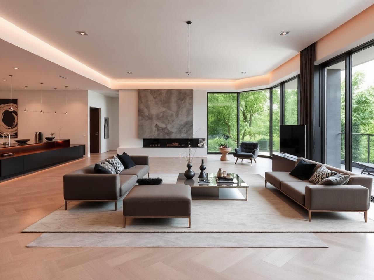 Sala de estar contemporânea em imóvel de alto padrão